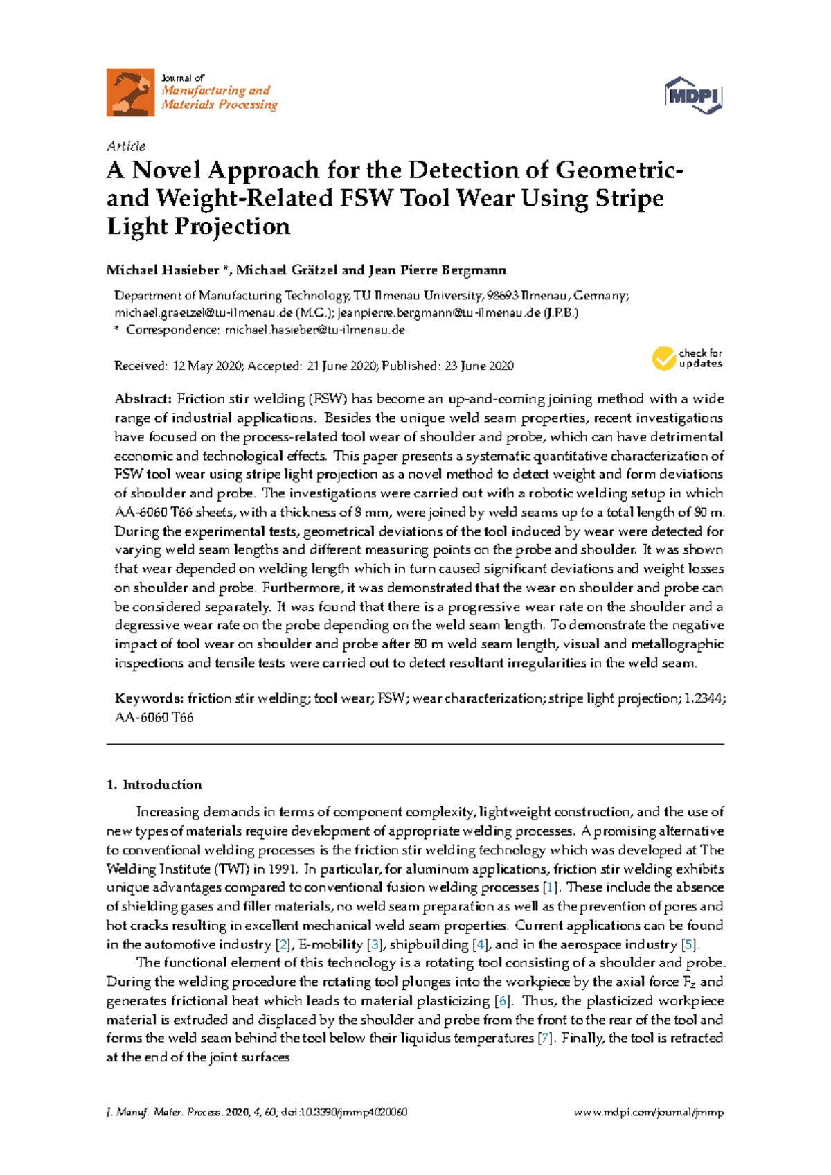 A Novel Method for Detecting FSW Tool Wear Using Stripe Light ...