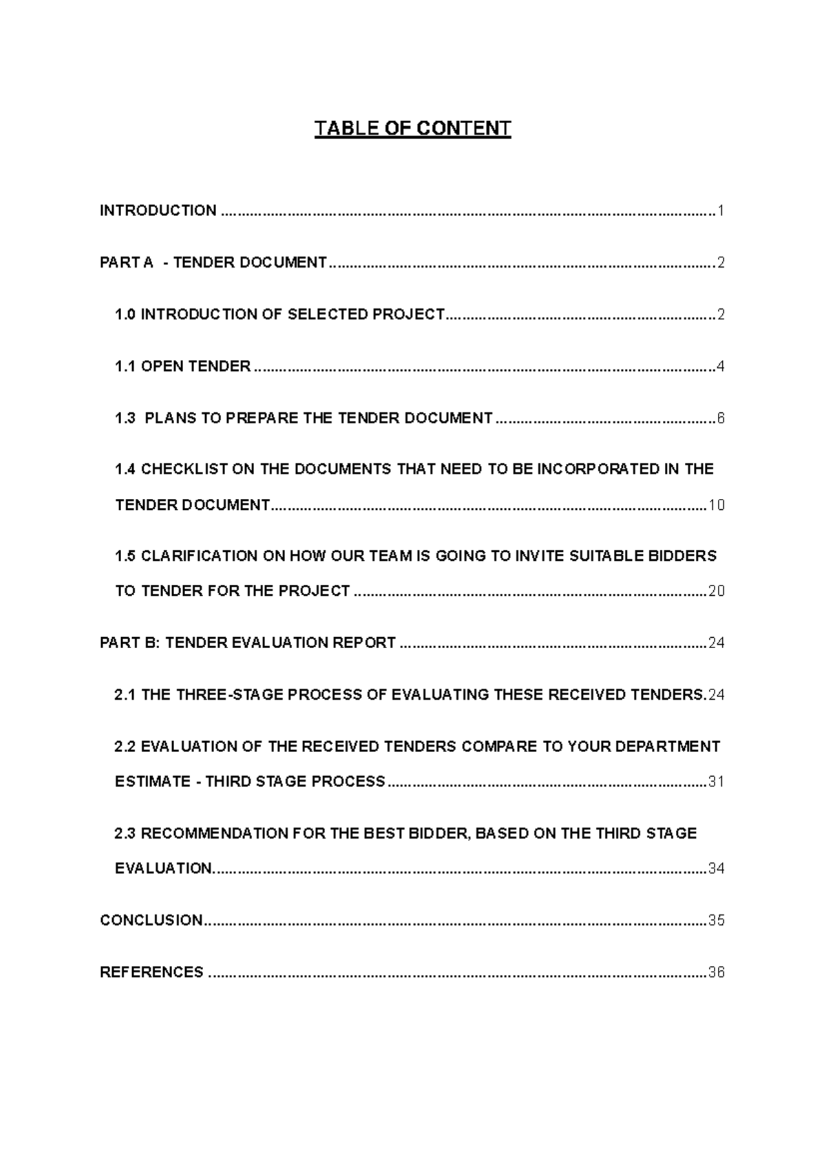 Tender Document Preparation and Evaluation for DQS259 ASS2 - Studocu