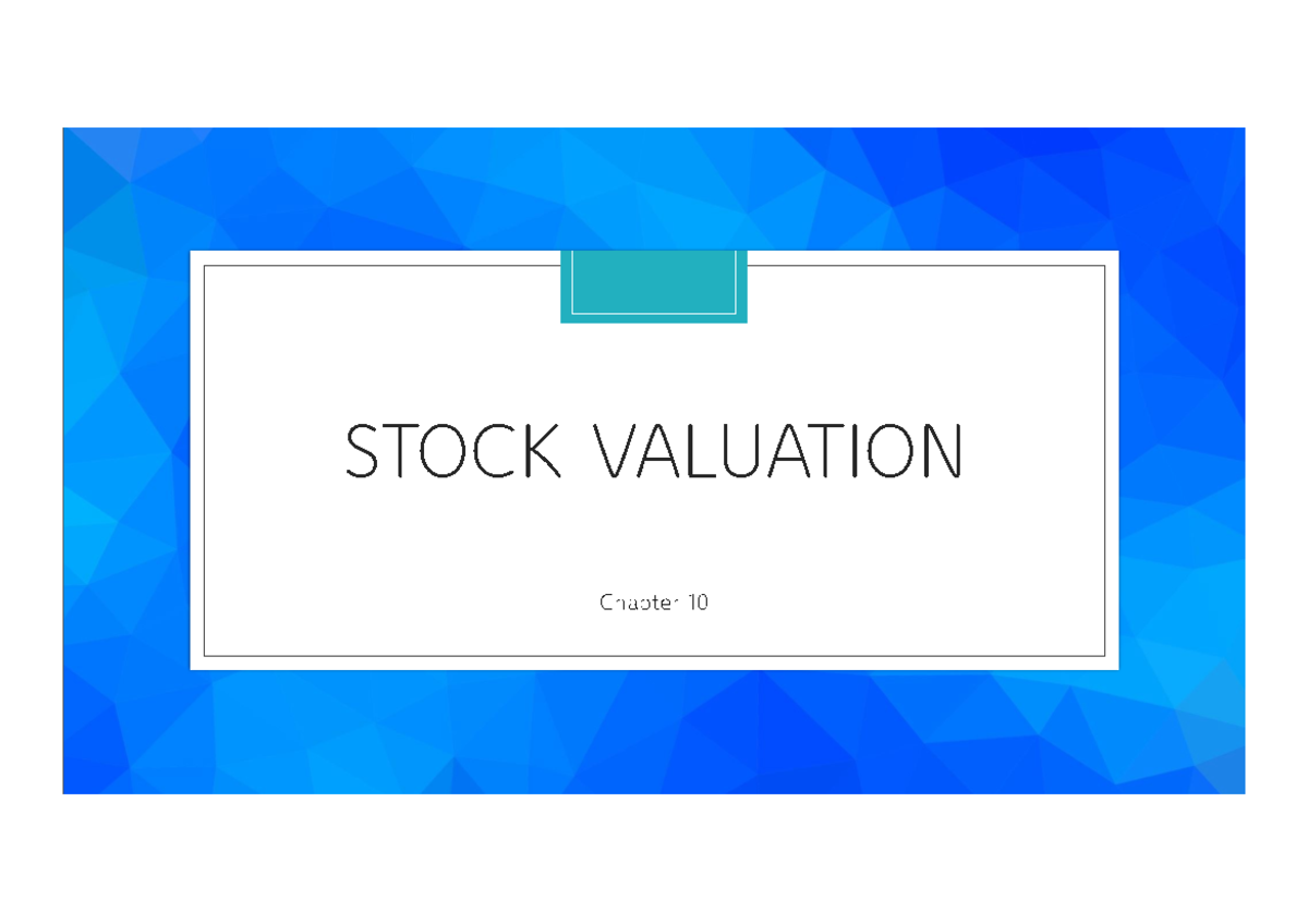 Chapter 10: Stock Valuation Methods - FIFO & Perpetual Analysis - Studocu