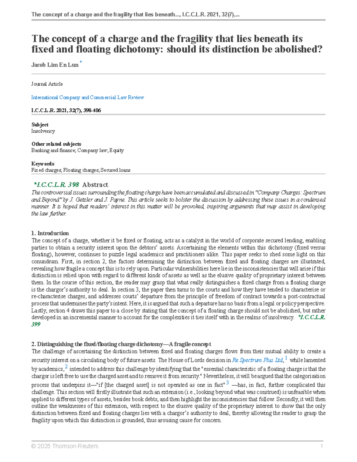 I.C.C.L.R. 2021, 32(7): Examining the Fragility of Fixed vs Floating ...