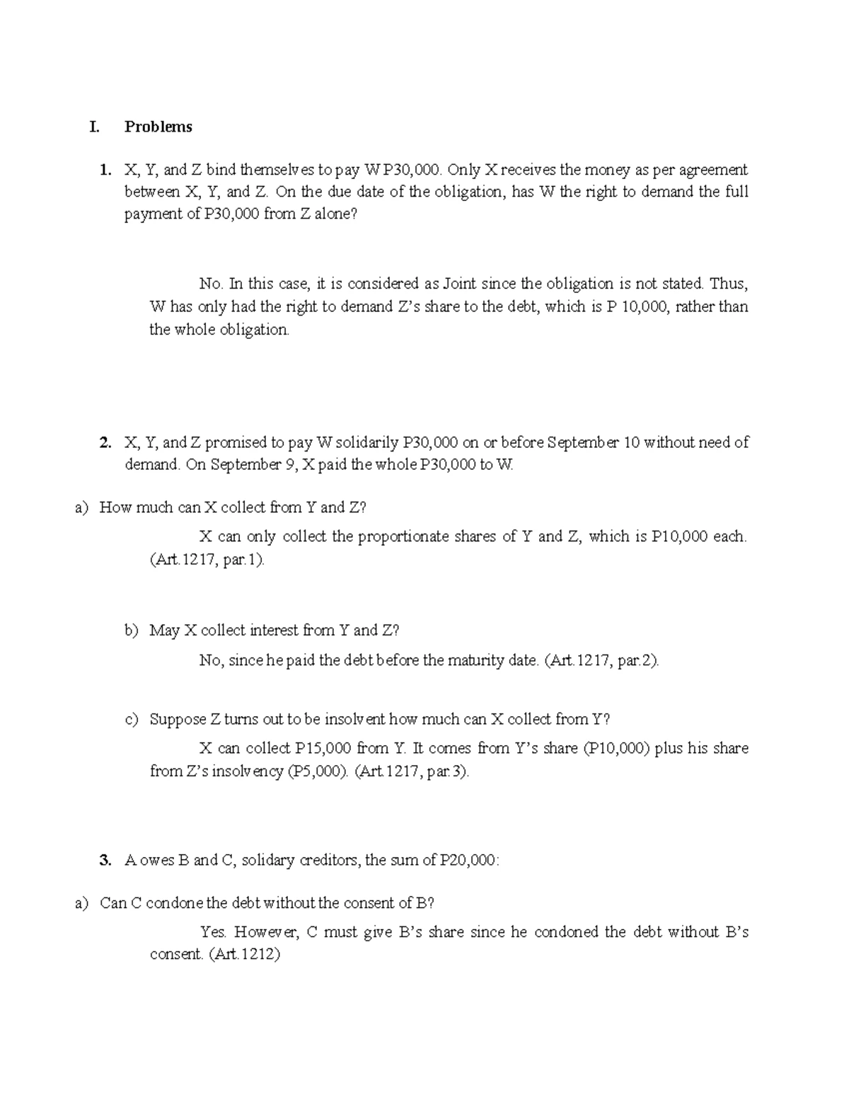 Oblicon Study Guide - Payment or Performance - Law on Obligations and ...