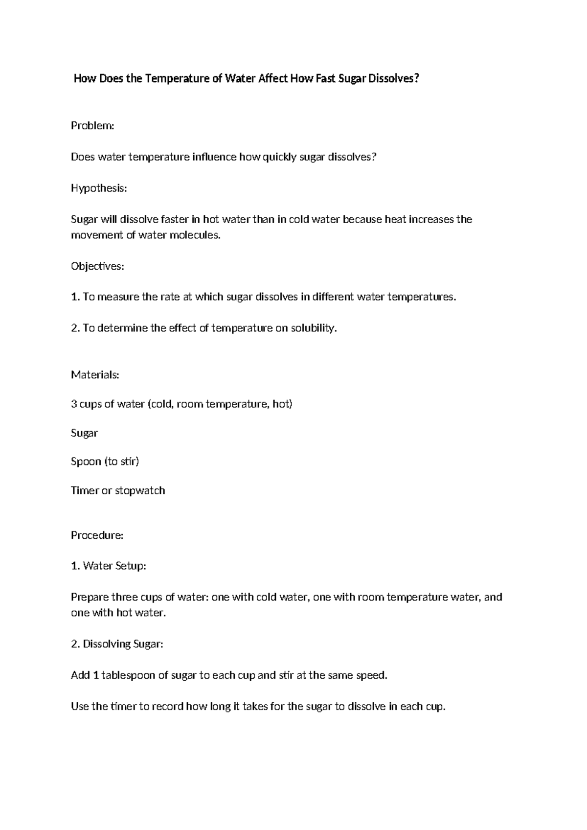 How Does the Temperature of Water Affect How Fast Sugar Dissolves - How ...