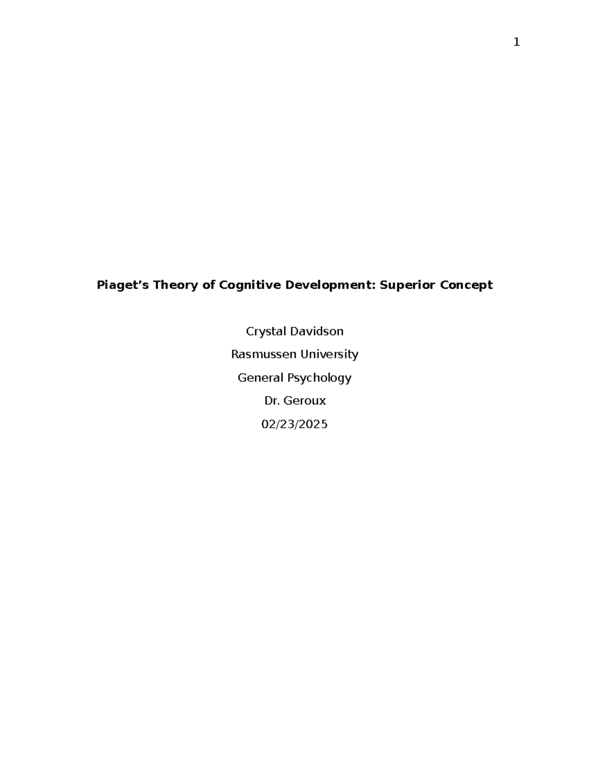 PSY101: Piaget's Theory of Cognitive Development Explained - Studocu