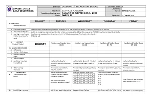 Matatag DLL Week 2: MAPEH Grade 4 Lesson Log - Studocu