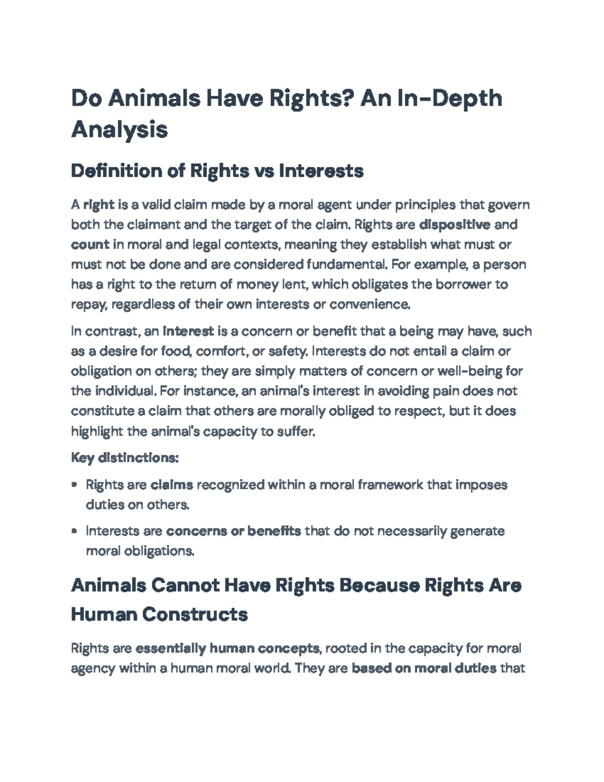 Do Animals Have Rights? - Critical Analysis Essay (ETHICS 7(2)) - Studocu