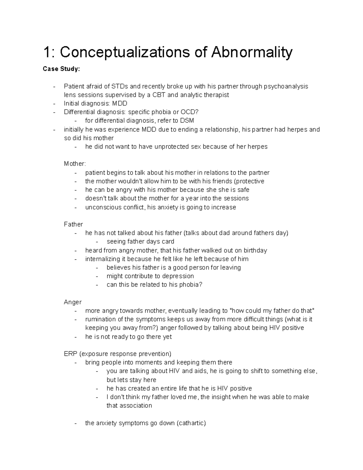 Abnormal Exam 1 - lectures - 1: Conceptualizations of Abnormality Case ...