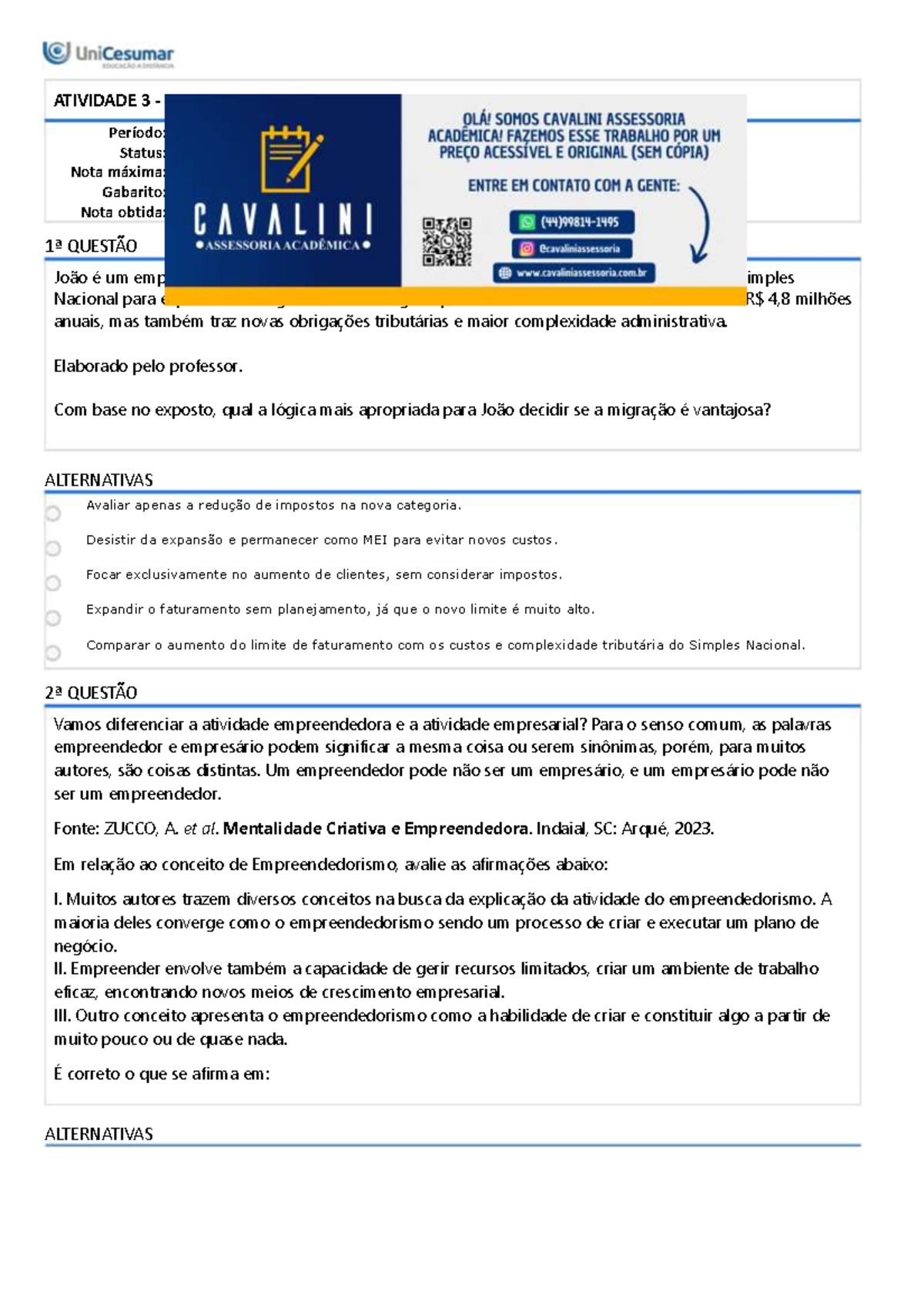 Atividade 3 - Mentalidade Criativa E Empreendedora - 51-2025 ...