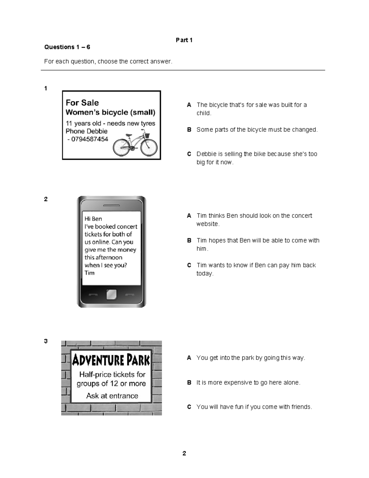 KET Reading Practice Questions 1-24 with Answers - Studocu