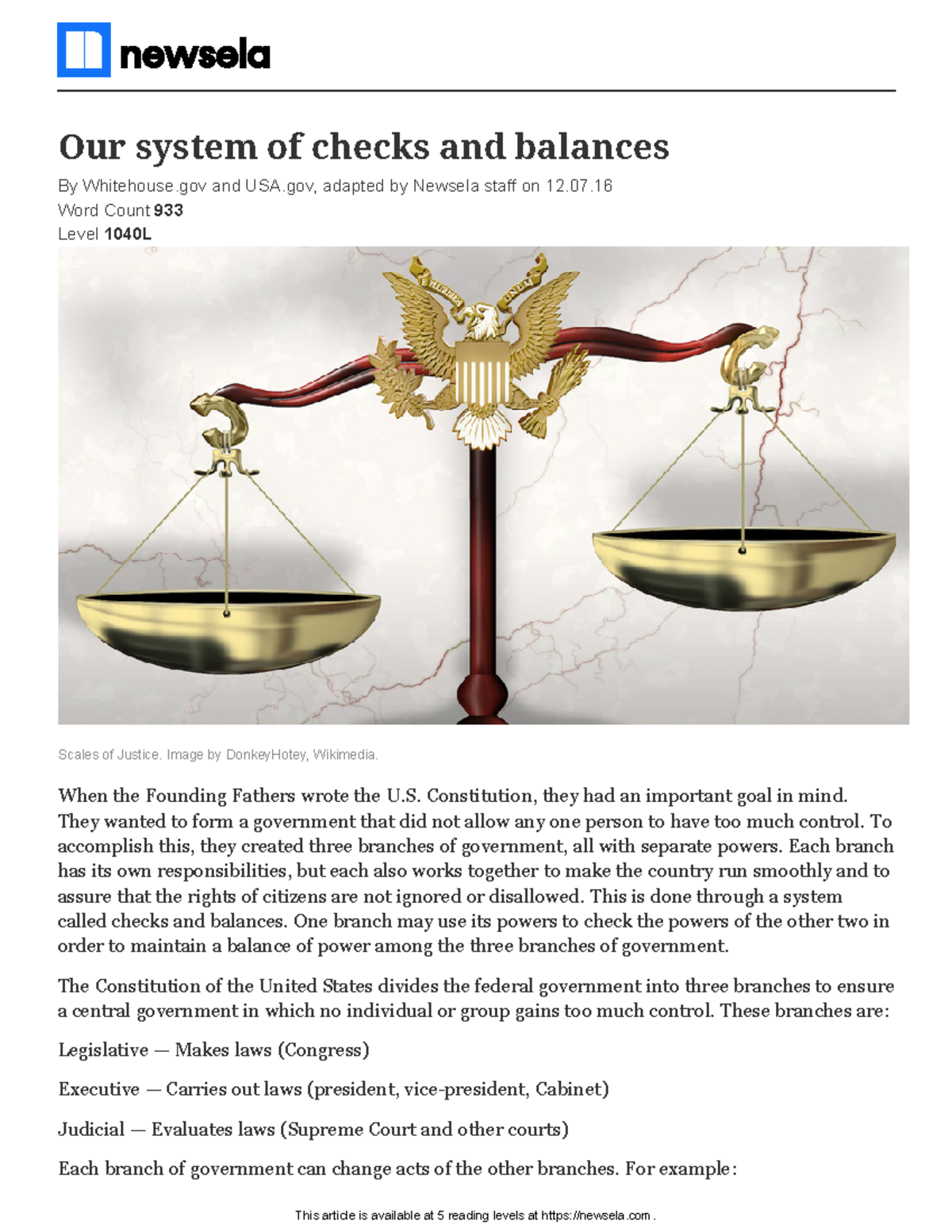 Checks And Balances System Symbol