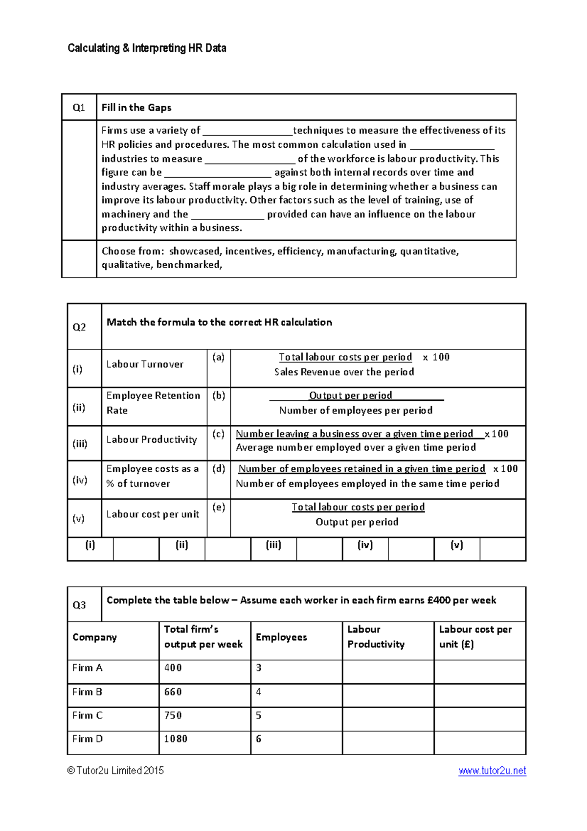 Calculating & Interpreting HR Data Worksheet for Analysis - Studocu