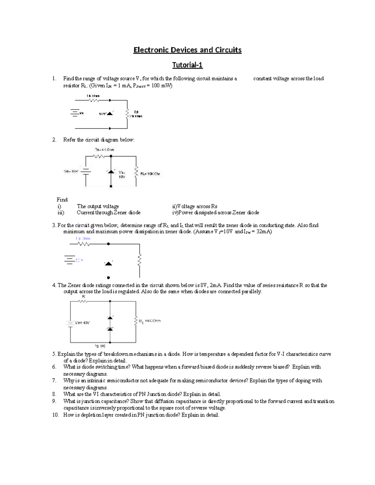 Electronic Devices and Circuits tutorial - Electronic Devices and ...