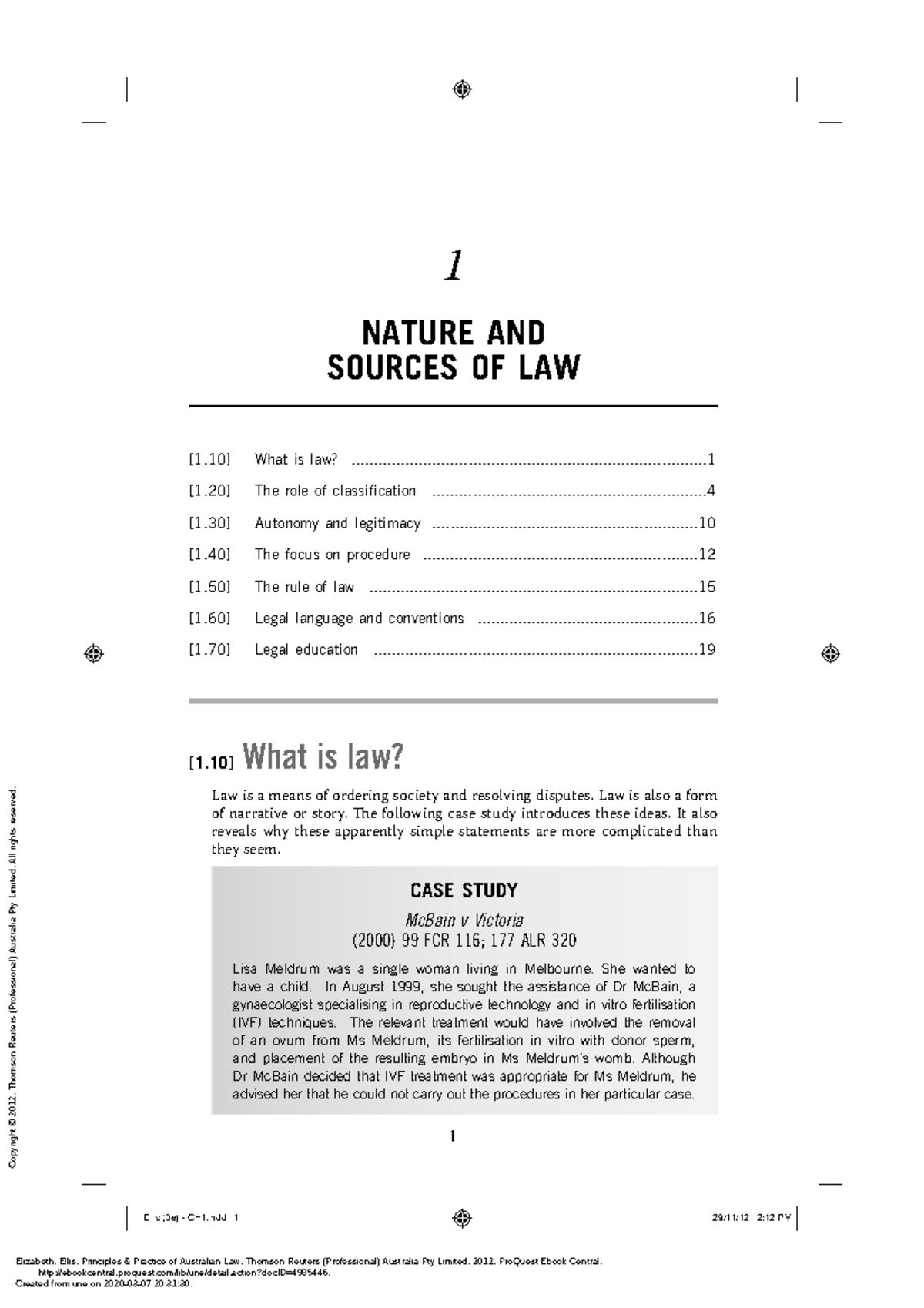Chapter 1 aus law - Lecture notes 1 - ####### 1 1 NATURE AND SOURCES OF ...