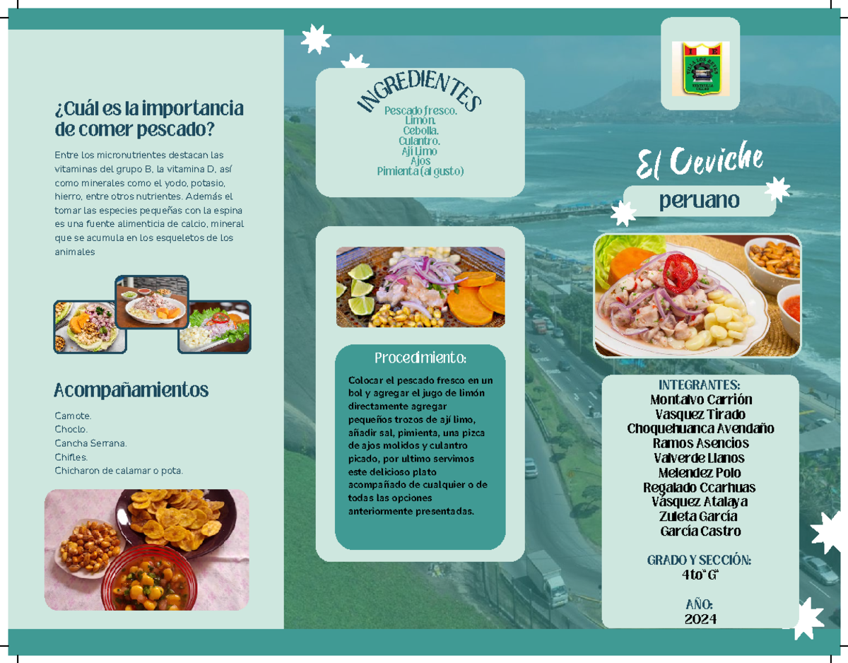 El Ceviche: Receta y Acompañamientos - 4to "G" 2024 - Document Preview