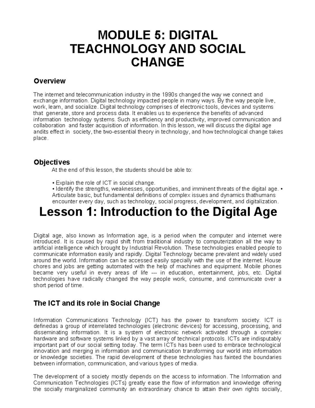 Module 5: Digital Technology & Social Change Overview and Insights ...