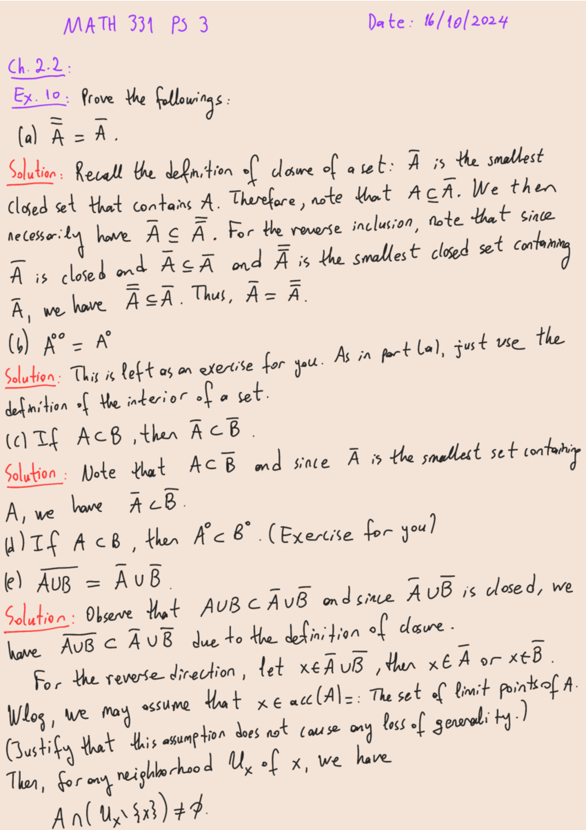 MATH 331 Problem Solutions: Chapter 2.2 Exercises and Proofs - Studocu