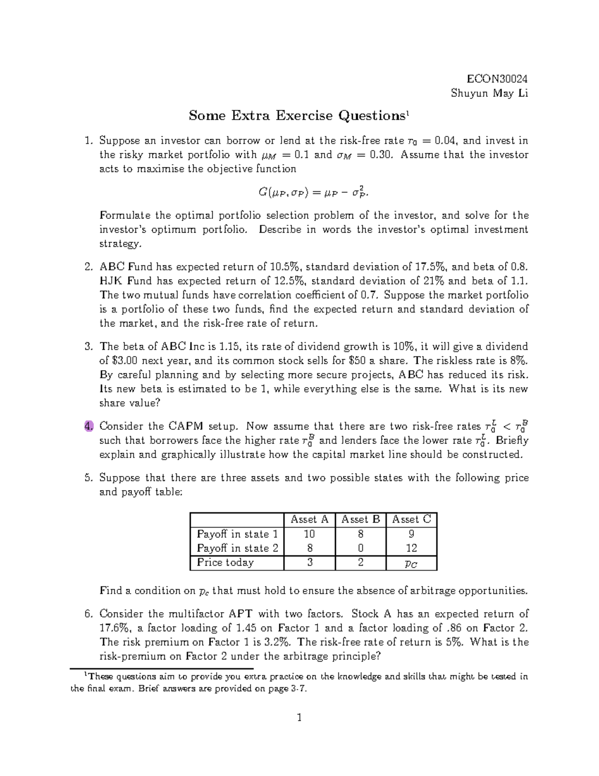 ECON30024 Final Exam Extra Exercise Questions and Solutions - Studocu