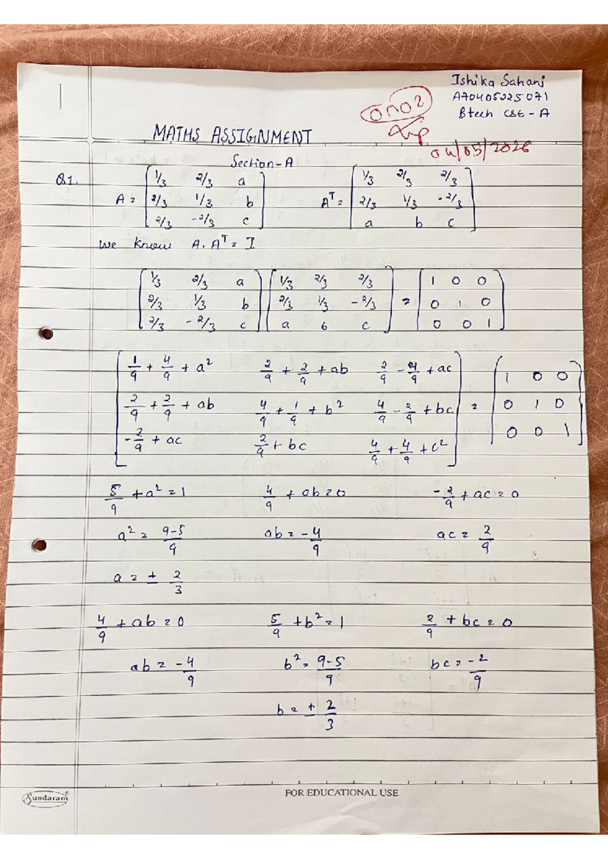 Maths Assignment 1 - Answers (AFOUOSEIAS) - Studocu