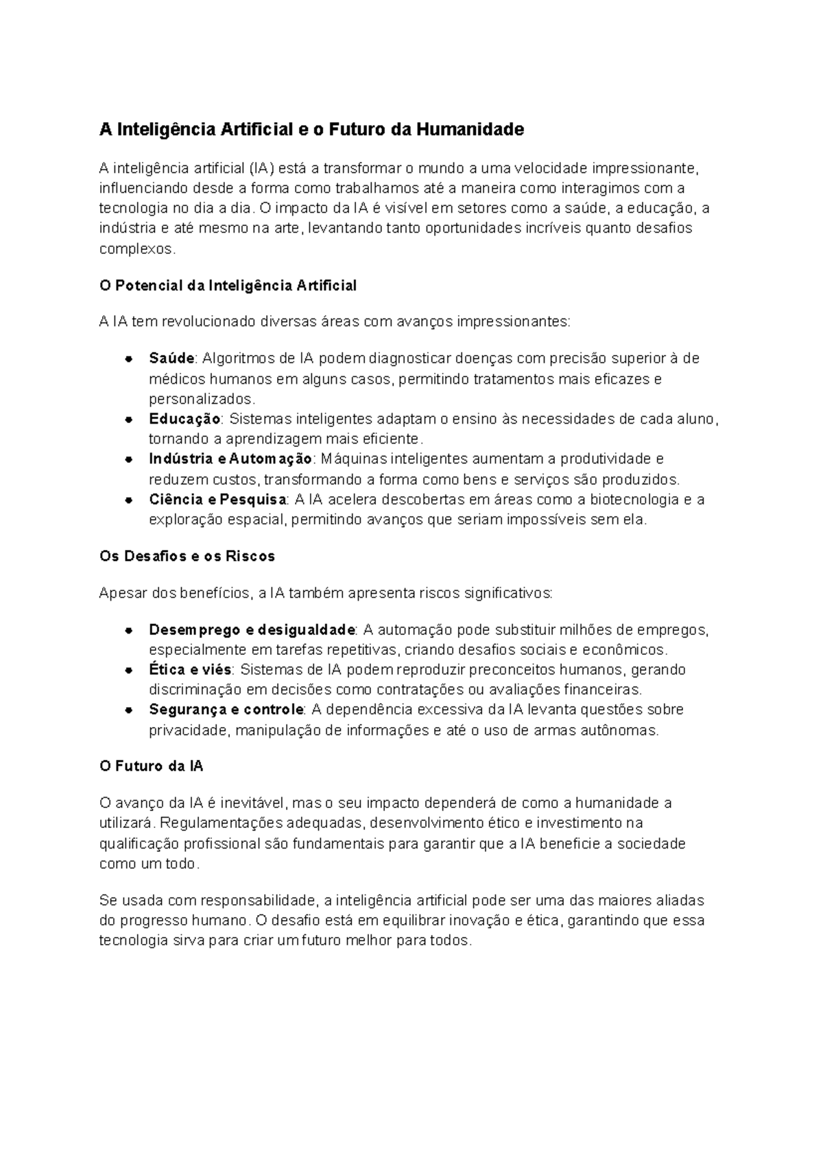 A Inteligência Artificial e o Futuro da Humanidade - A Inteligência ...