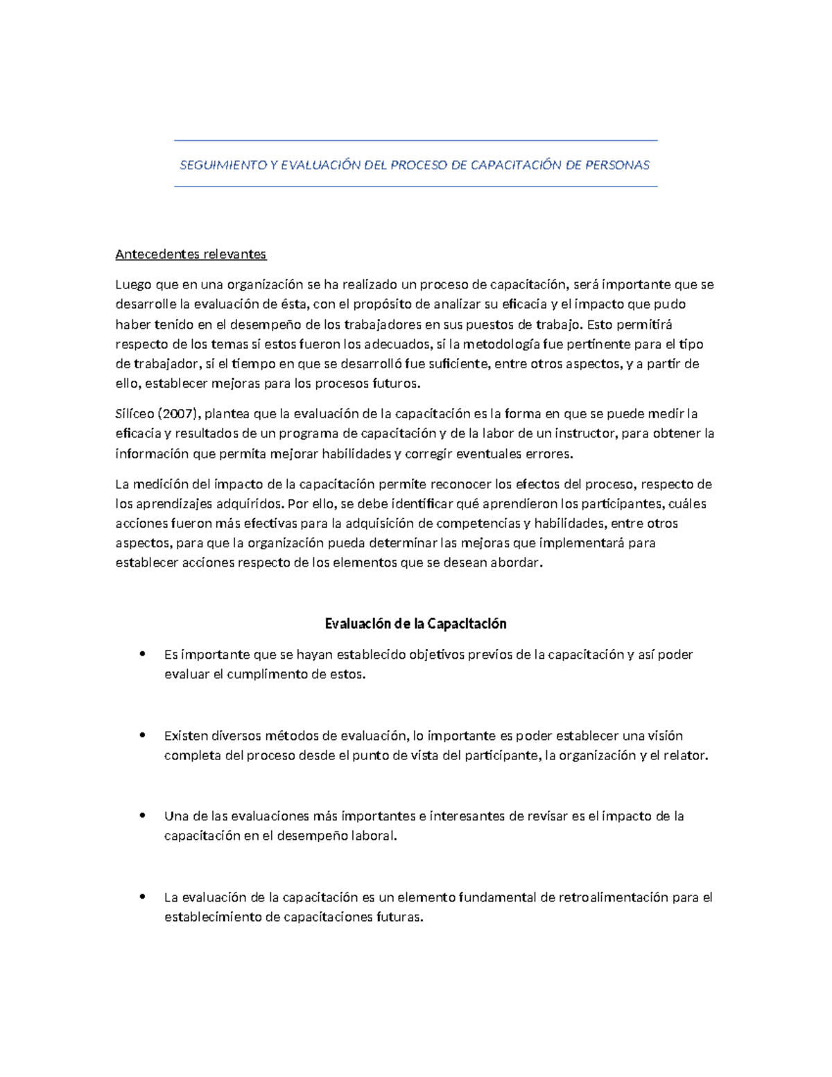 Evaluación del Proceso de Capacitación de Personas: Un Enfoque Integral ...