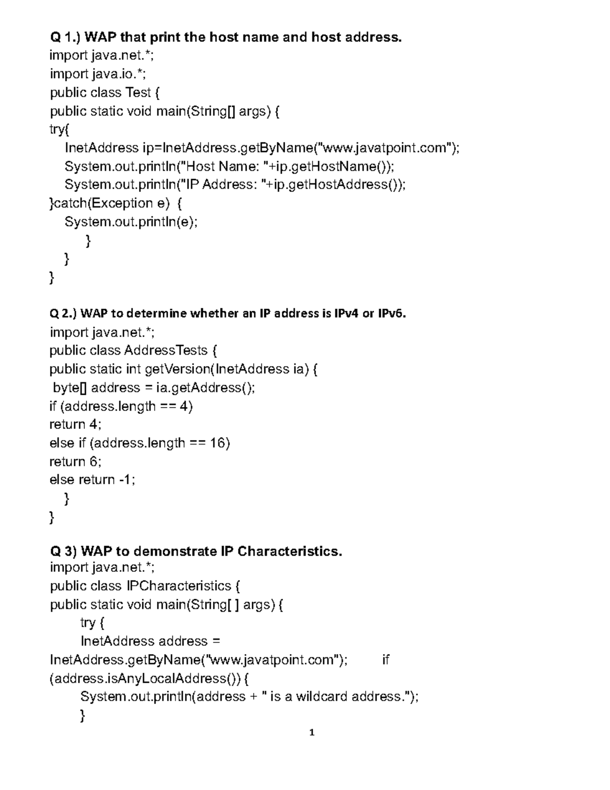 Network Programming Examples and Important Programs - Studocu