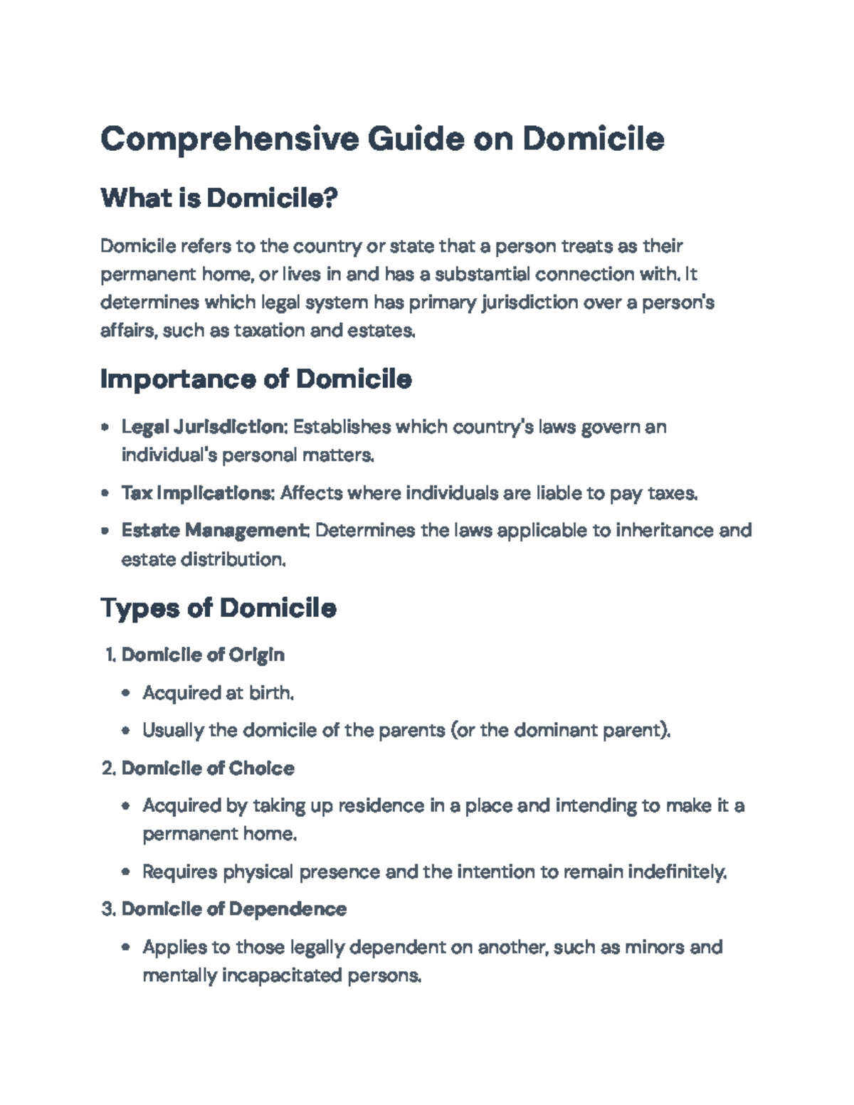 Understanding Domicile: Legal Jurisdiction and Tax Implications ...
