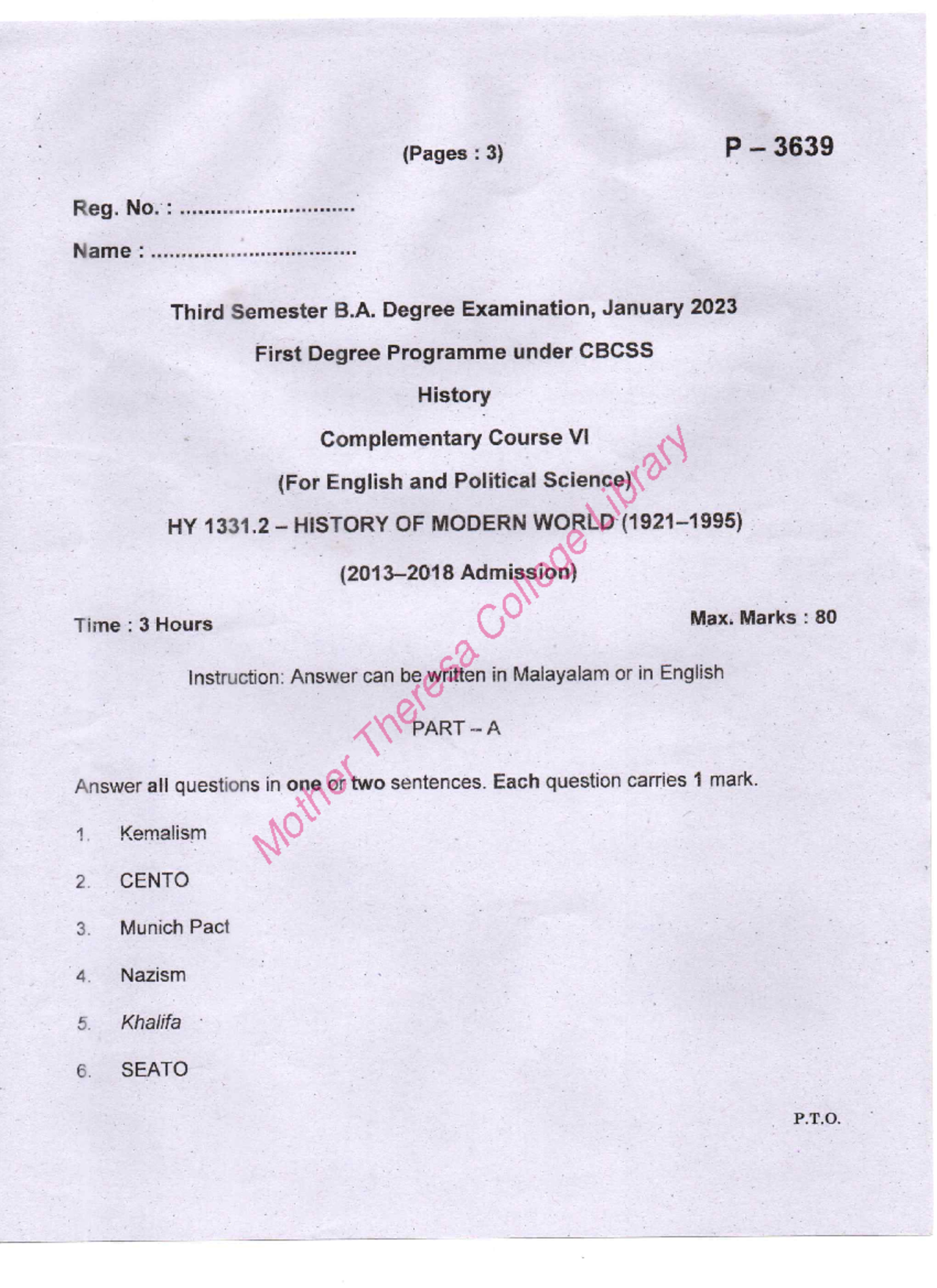 History of Modern World (1921-1995) HY 1331.2 P-3639 - Political ...