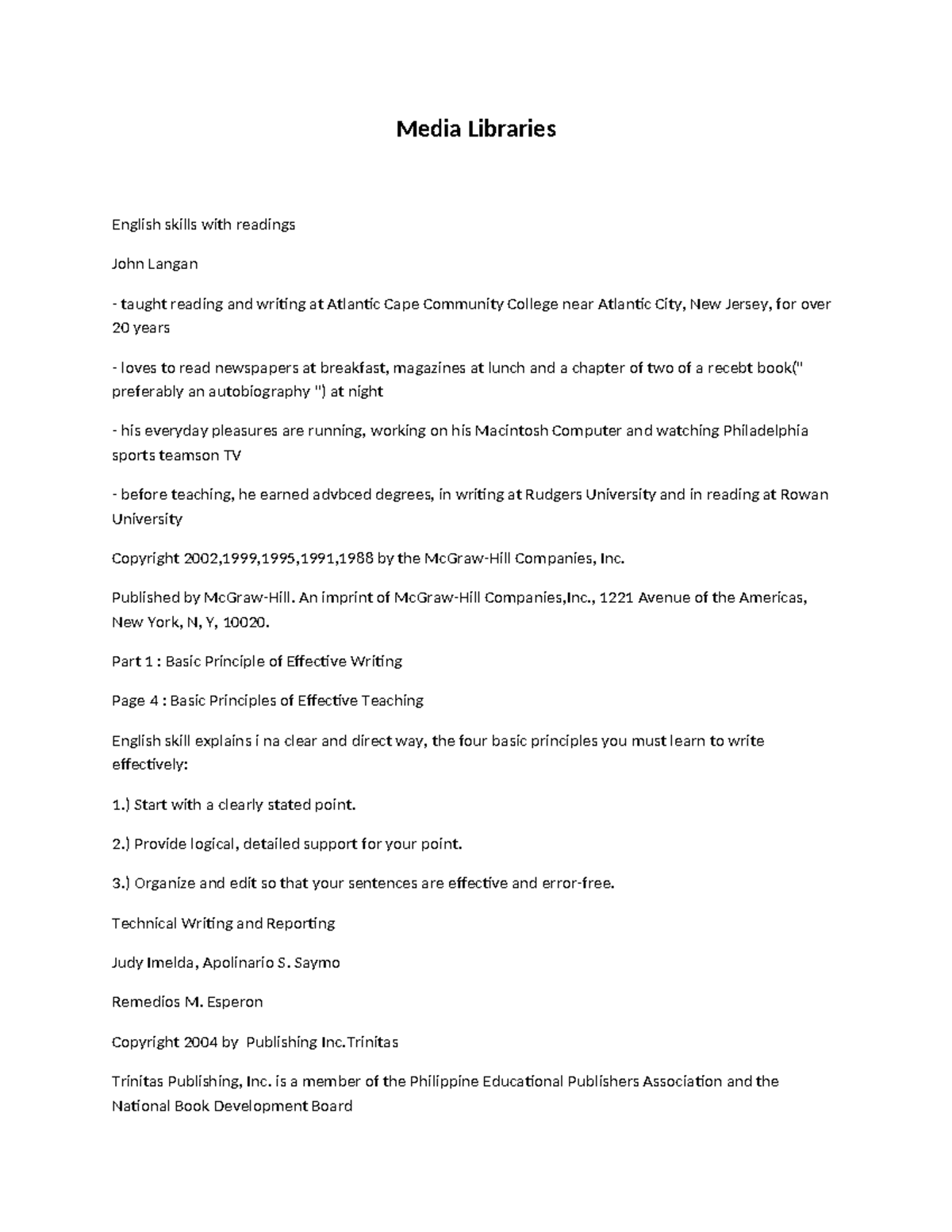 Media Libraries: English Skills & Effective Writing Principles - Studocu