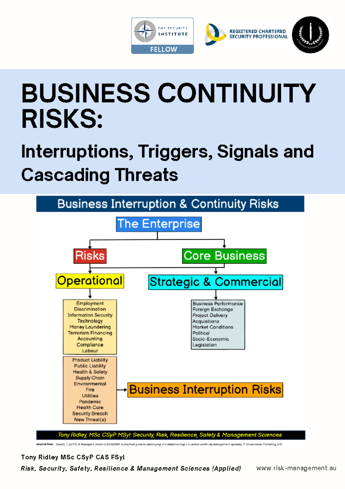 Business Continuity Risks - BUSINESS CONTINUITY RISKS: Tony Ridley MSc ...
