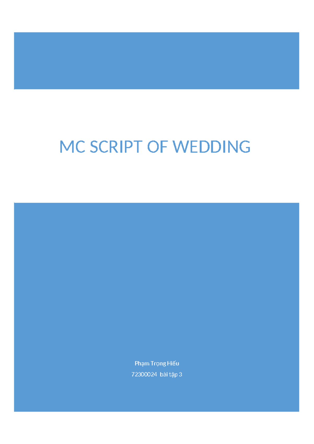 BT72300024 MC Script for Wedding Event in Bảo Lộc - Studocu