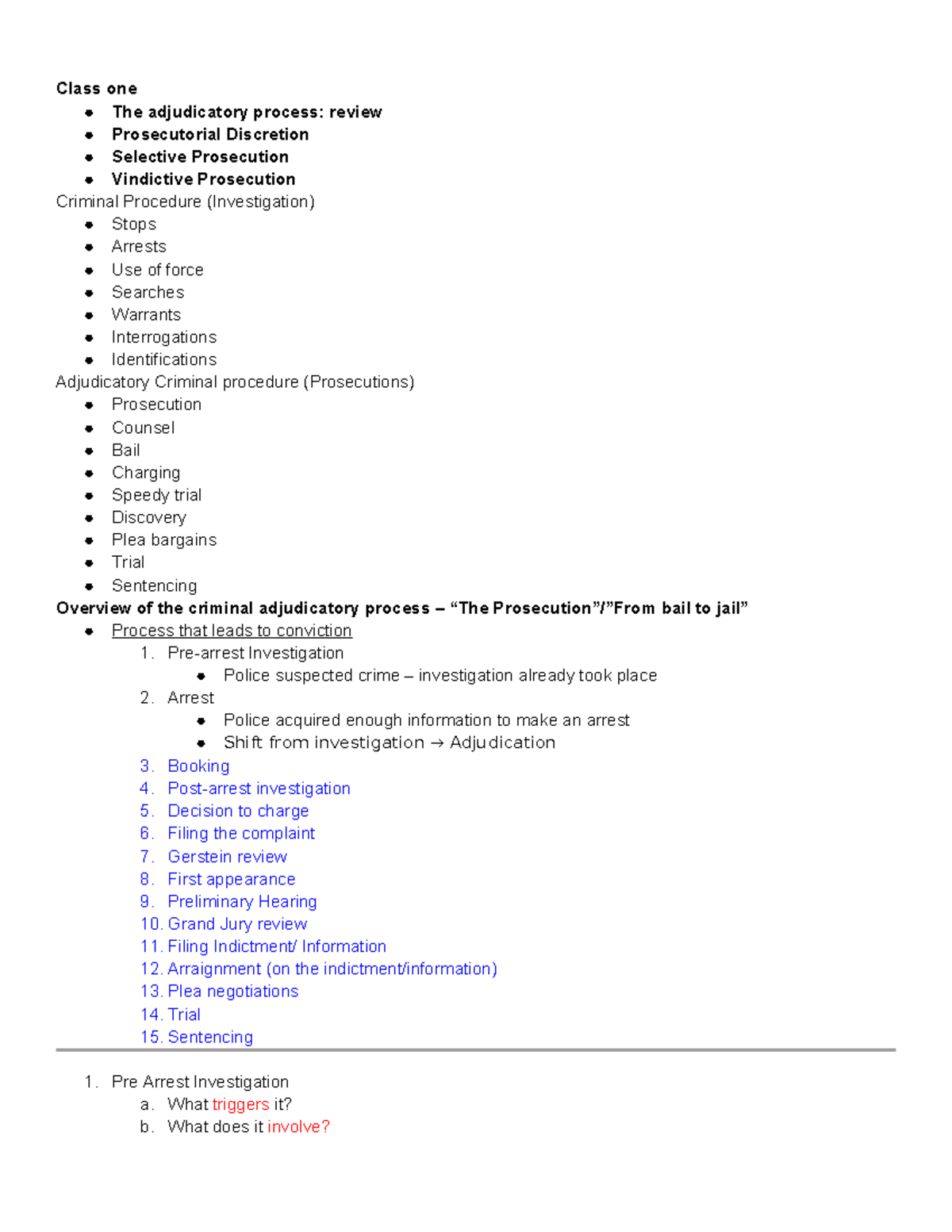 Adj. Crim Pro - Prosecutorial Discretion & Adjudicatory Process Notes ...