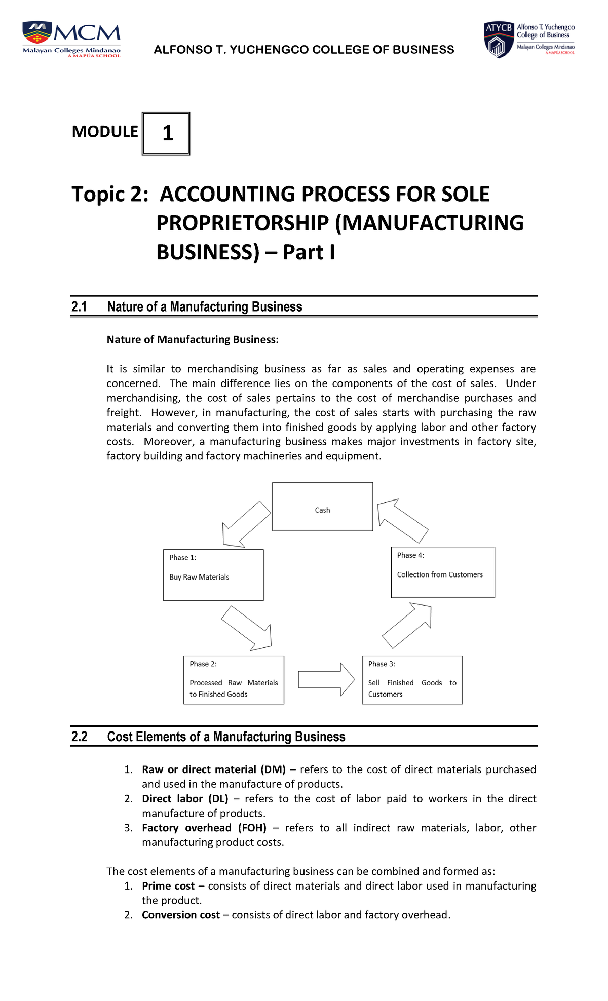 ACT115 - Topic 2 - Accounting Process FOR SOLE Proprietorship ...
