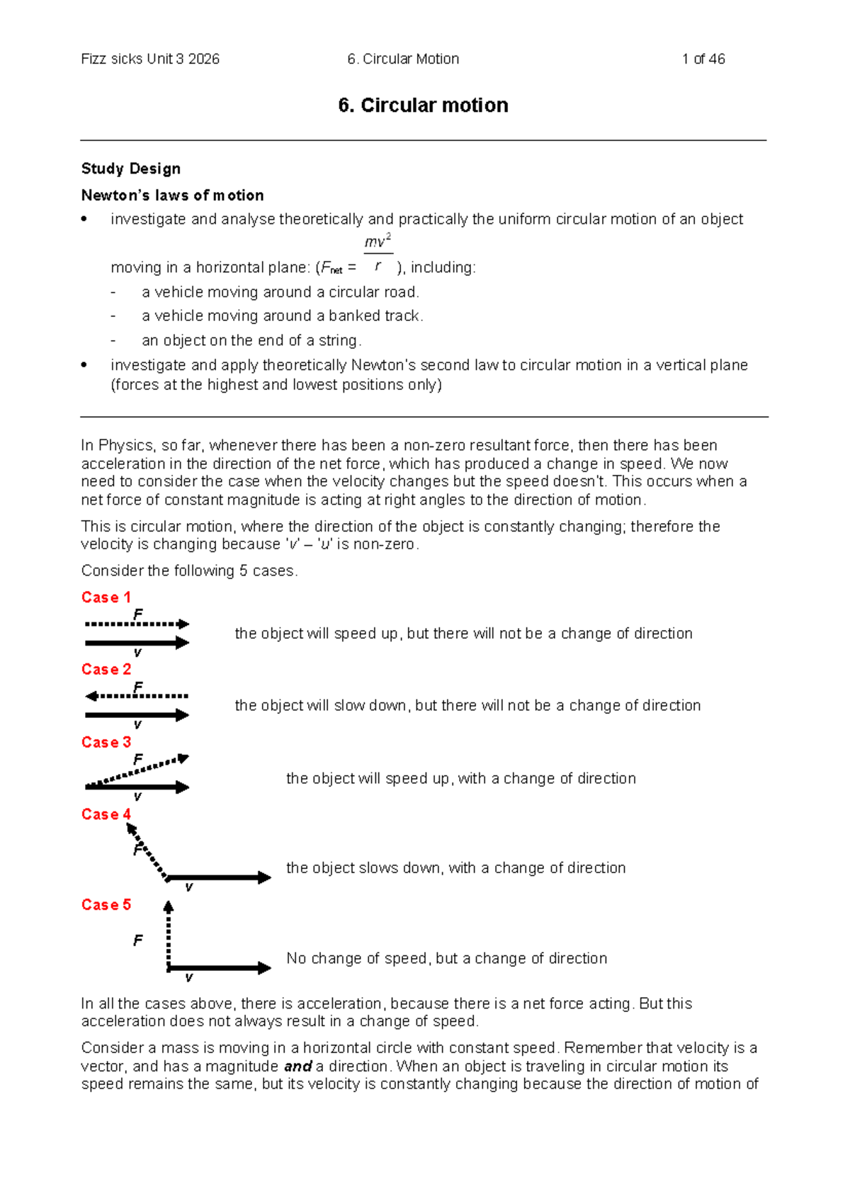 Unit 3 2026: Circular Motion Study Notes and Analysis - Studocu