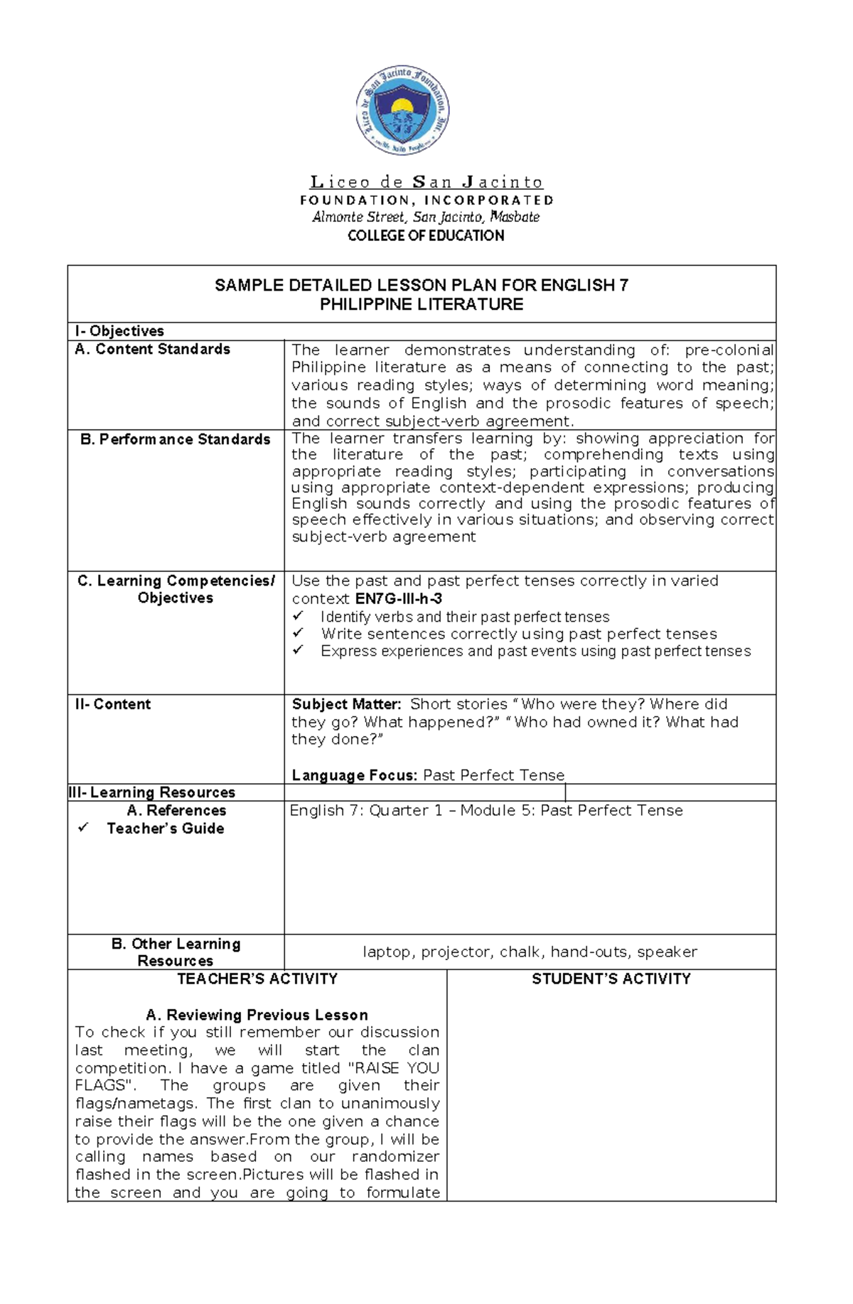 OTEP Detailed Lesson Plan for English 7: Type 2 Conditional Sentences ...