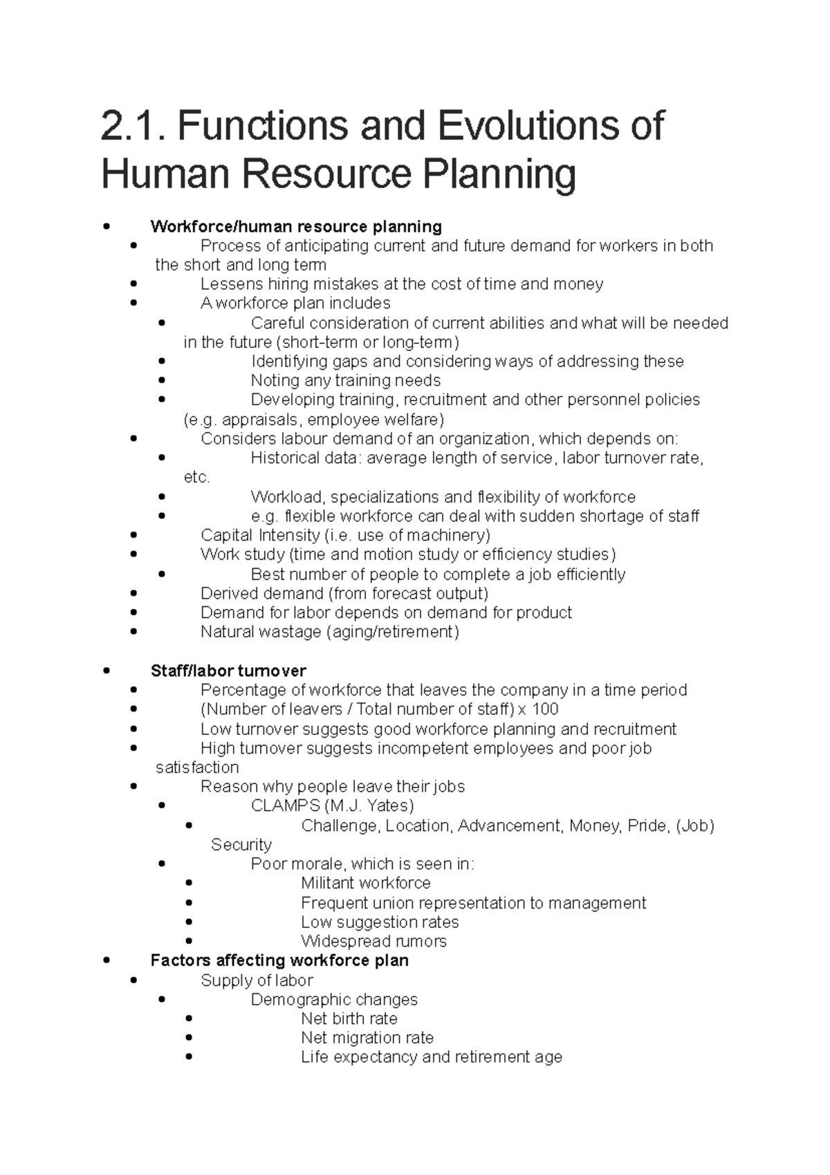 Human Resource Planning Overview - Course 2 - 123 - Studocu