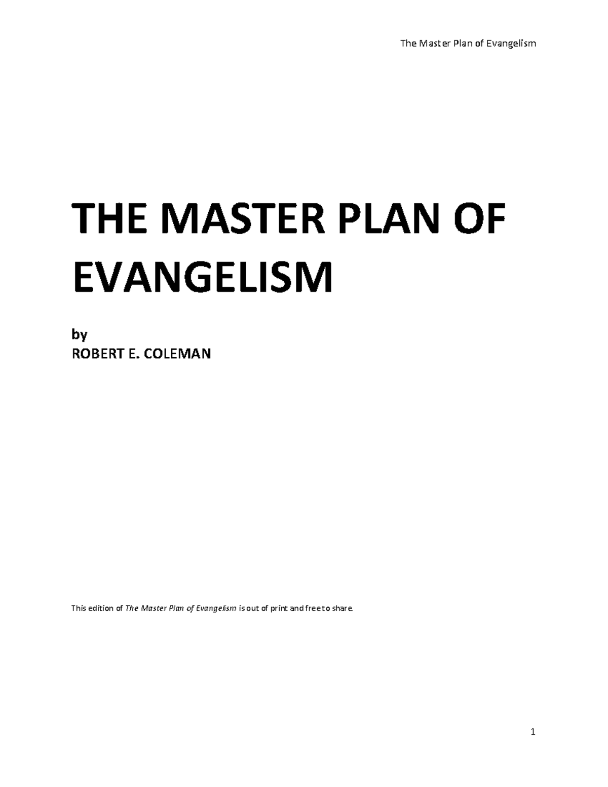 Master Plan of Evangelism Principles for Effective Witnessing Study