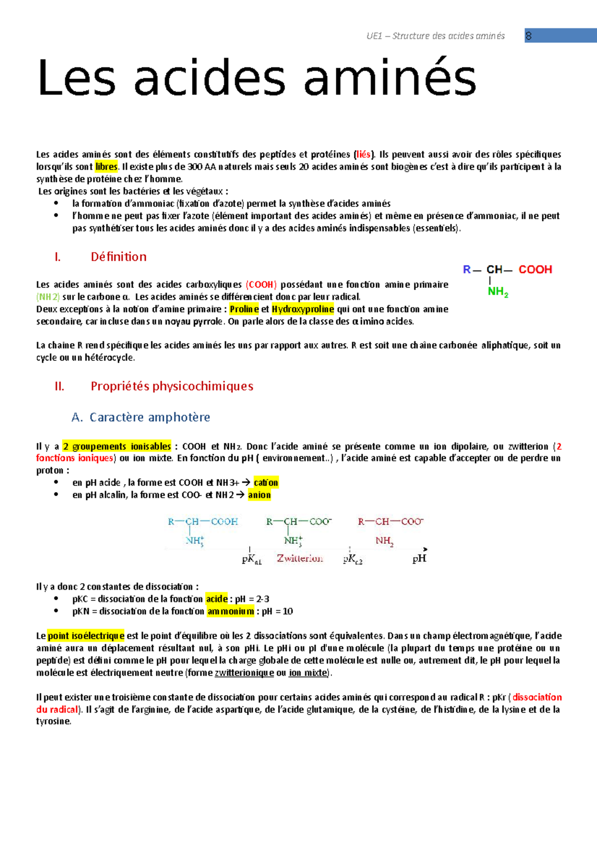 Les Acides Aminés : Propriétés, Types, et Rôles Essentiels - Studocu