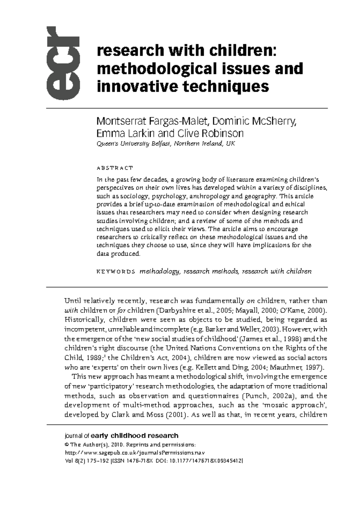 Research with Children: Methodological & Ethical Insights (EDU2023 ...