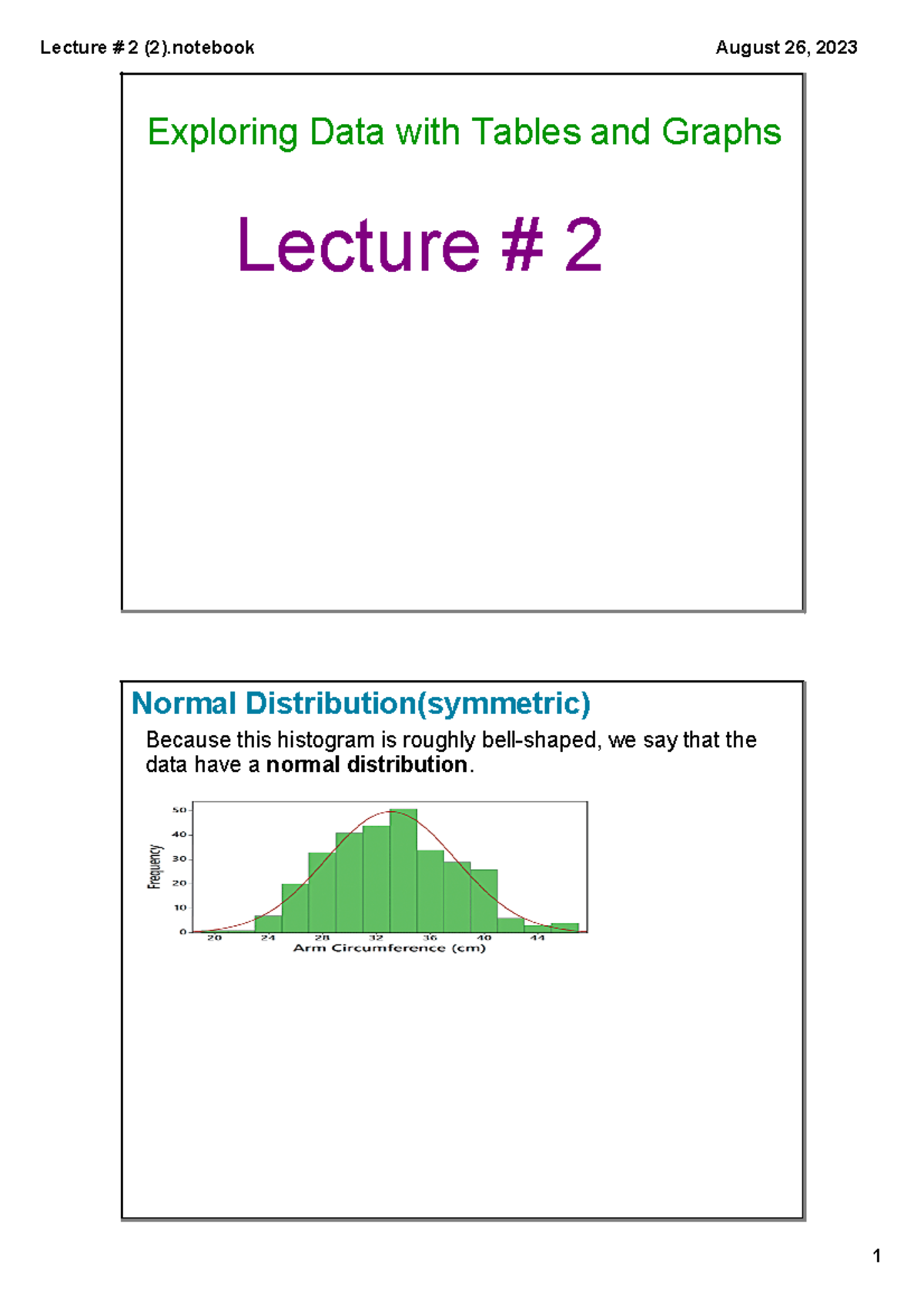 Statistics Lesson 2 Notes - Lecture # 2 Exploring Data with Tables and ...