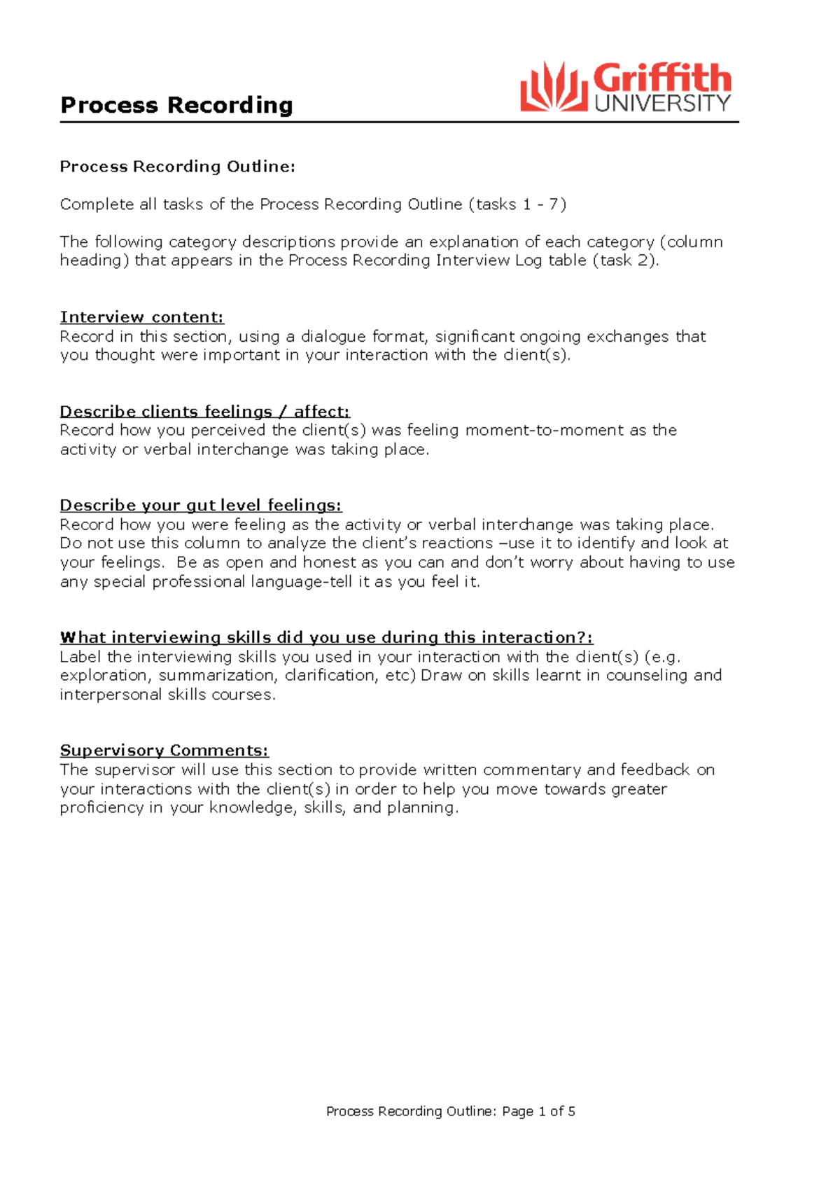 Process Recording Template Individual(1) - Process Recording Process ...