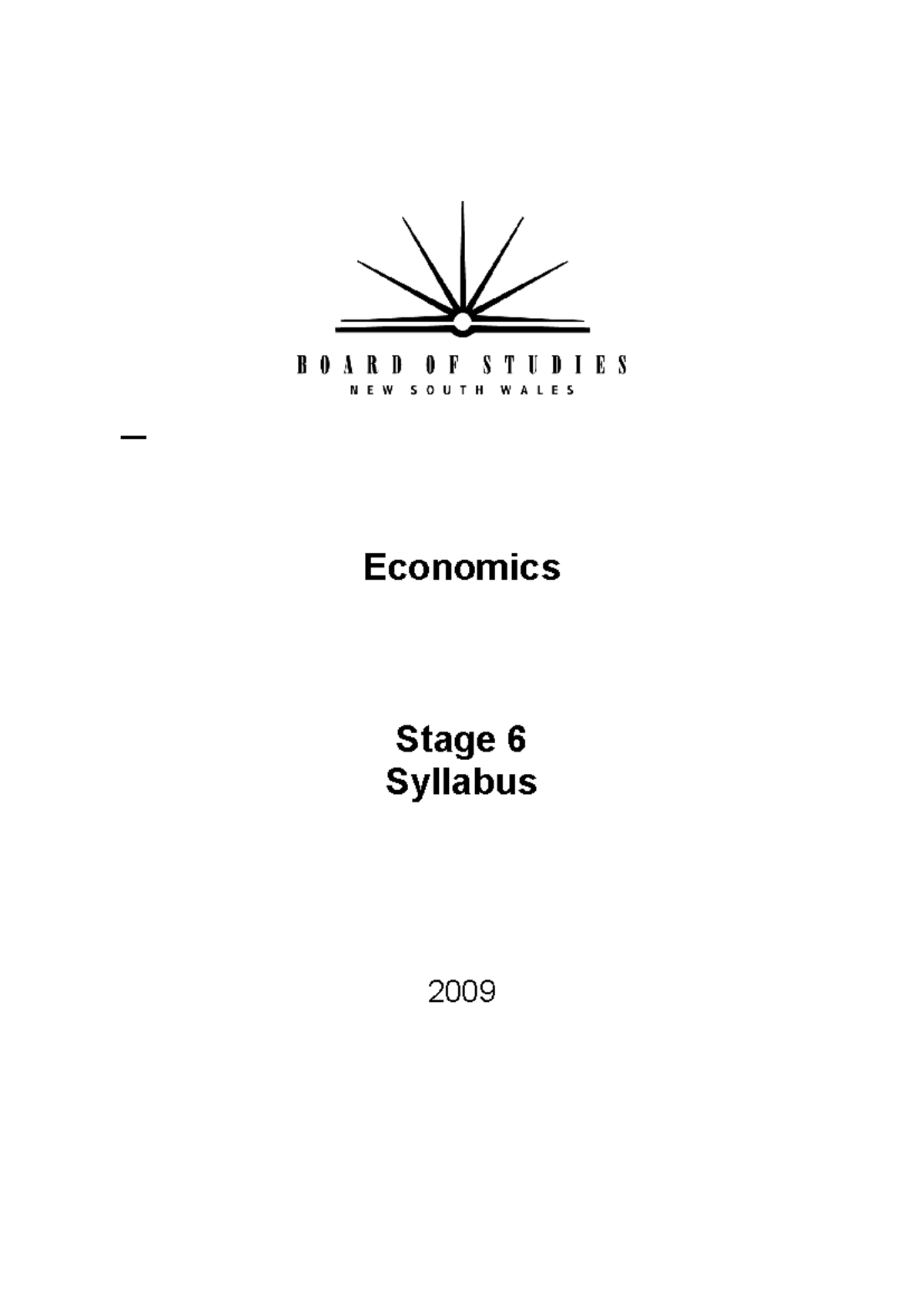 Economics Stage 6 Syllabus 2009: Comprehensive Overview and Updates ...