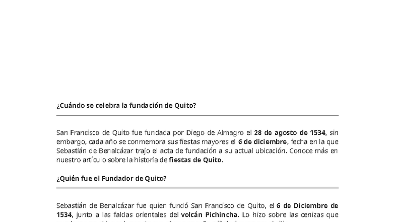 Preparación para la Celebración de la Fundación de Quito 2025 - Studocu