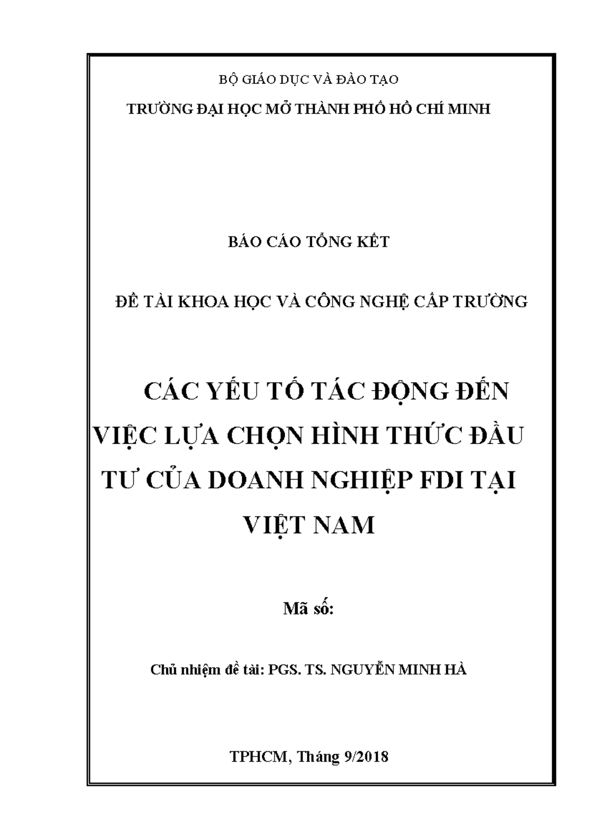 các yếu tố ảnh hưởng đến đầu tư FDI tại Việt Nam - BỘ GIÁO DỤC VÀ ĐÀO ...