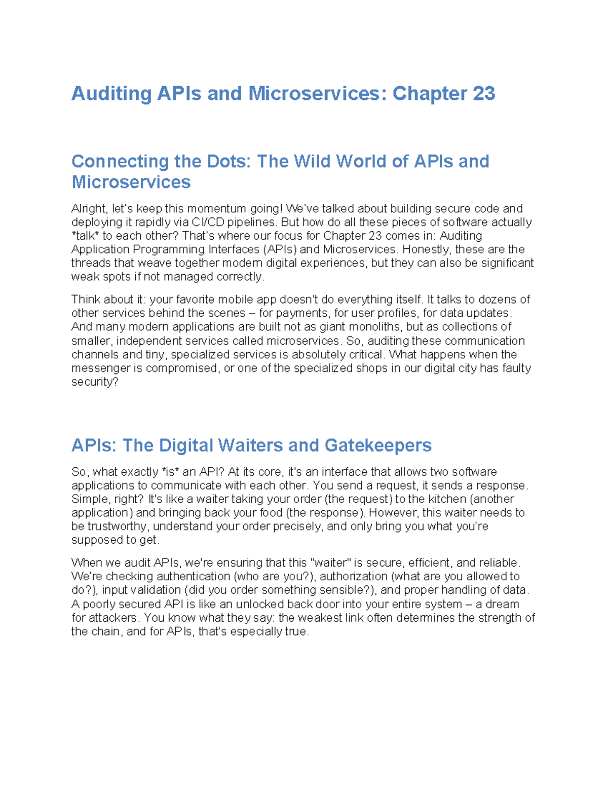 Auditing APIs and Microservices: Chapter 23 Insights on Security - Studocu