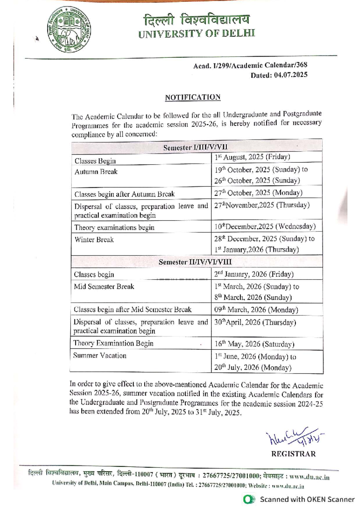 Academic Calendar 2025-26 for UG & PG Programs (1203) - Studocu