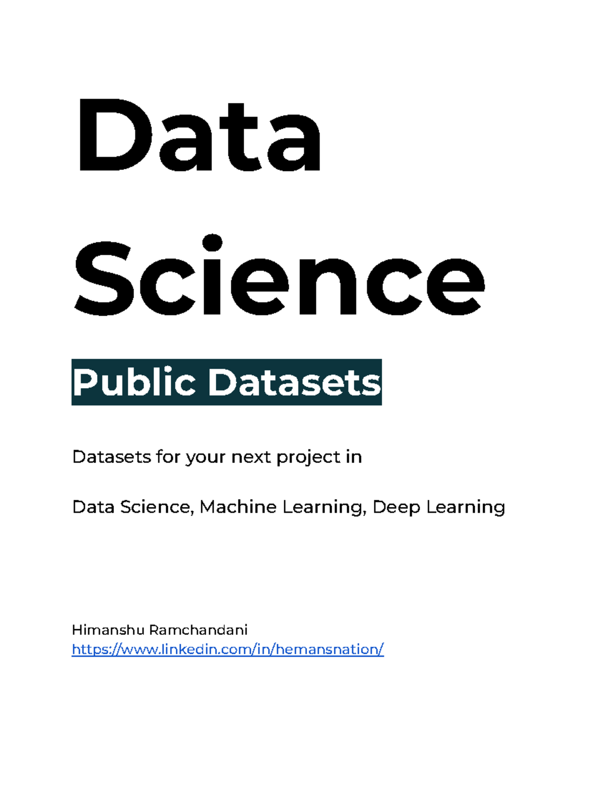 Data science public datasets   Data Science Public Datasets ...