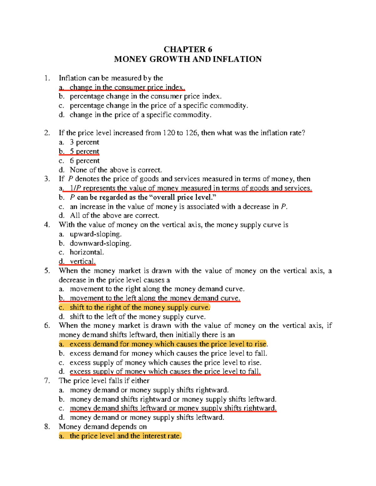 Chapter 6 - Money Growth and Inflation Exercise - ECON 101 - Studocu