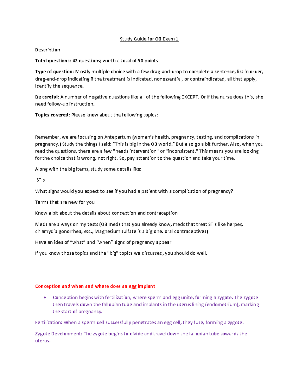 OB Exam 1 Study Guide: Key Topics & Tips for Success - Studocu