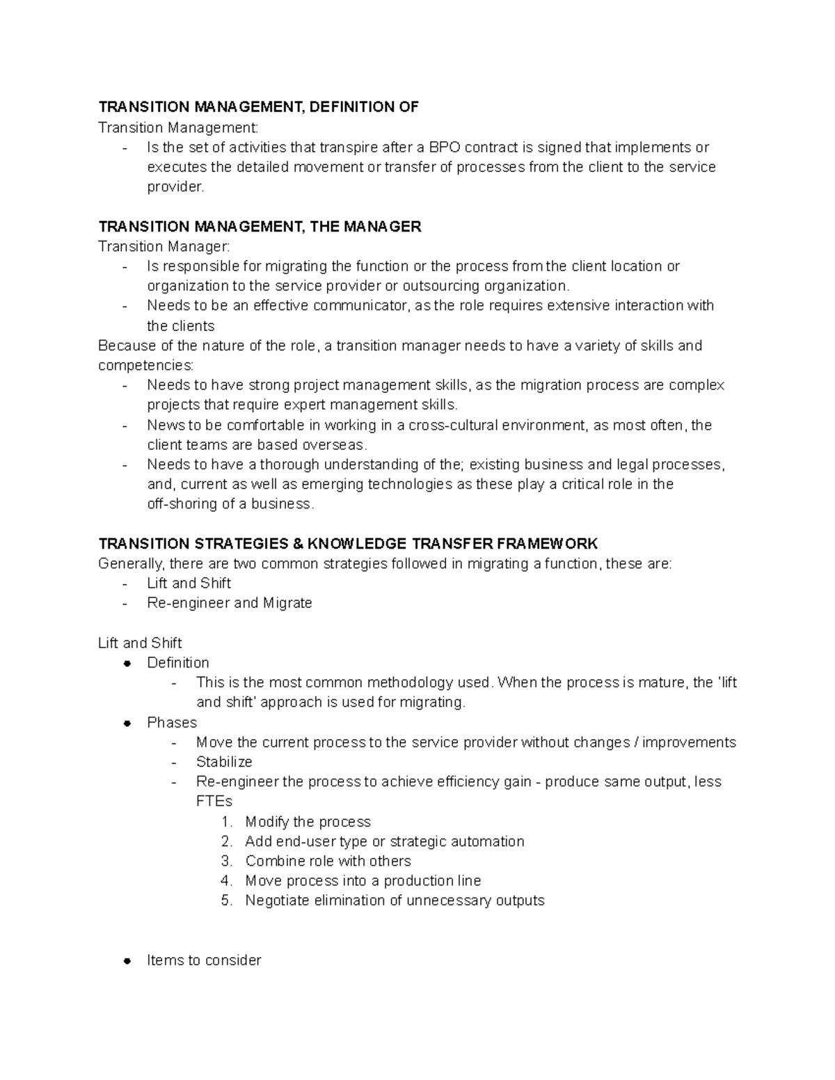Formative 4: Essentials of Transition Management and Strategies - Studocu