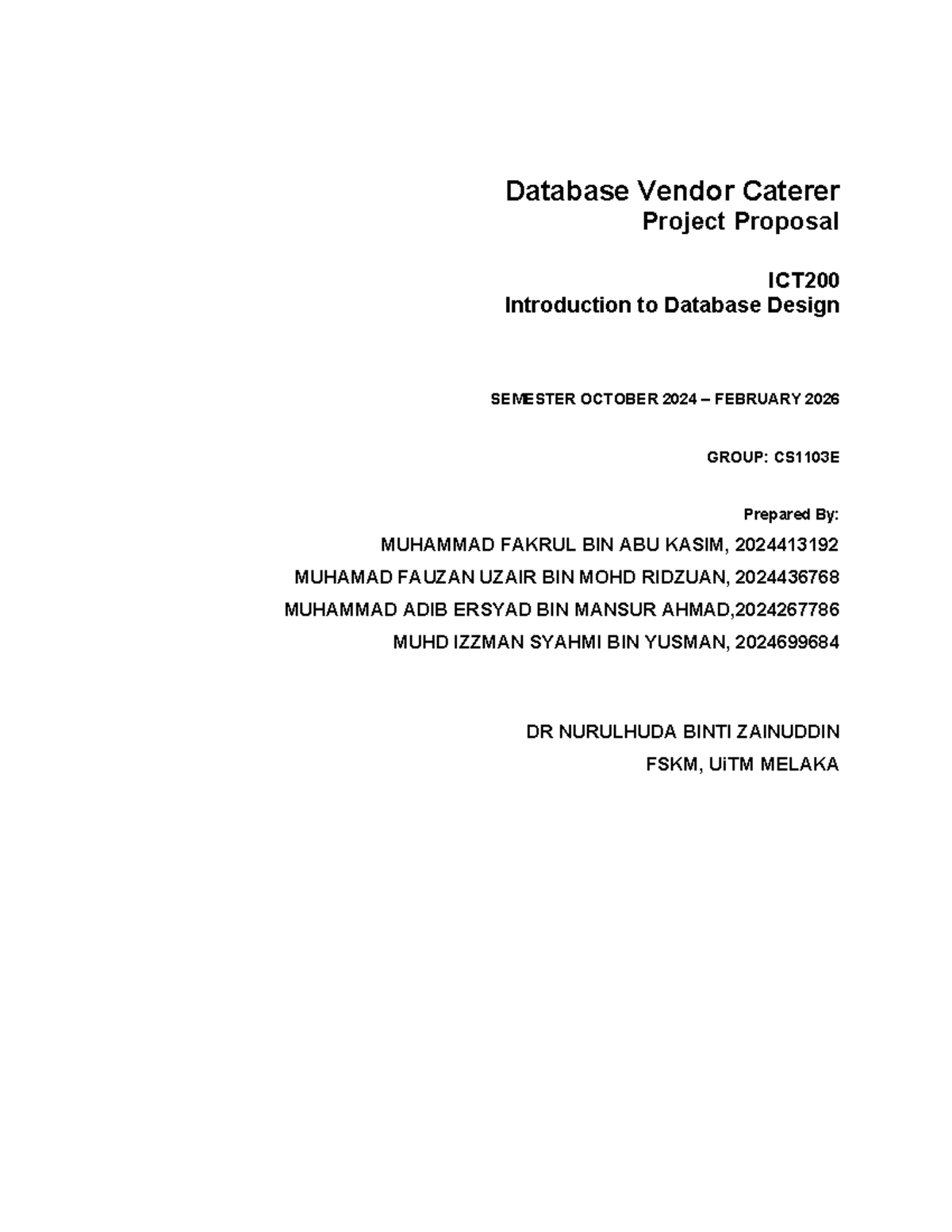 ICT200 Project Proposal: Database Design for Warisan Norman Trading ...