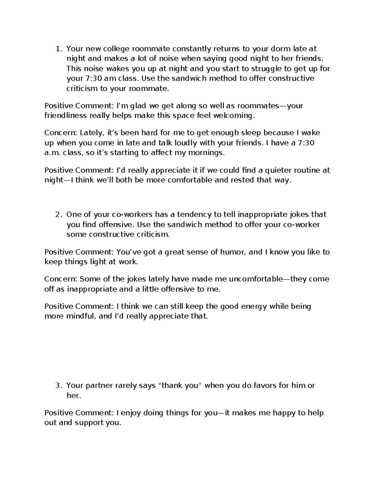 Constructive Criticism Examples Using the Sandwich Method - Your new ...